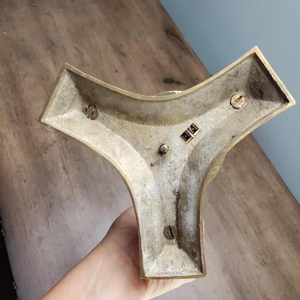 Vintage Brass Plant Stand / Candle Holder Adult's 7.5" Gold India Made MCM Decor - Picture 5 of 10